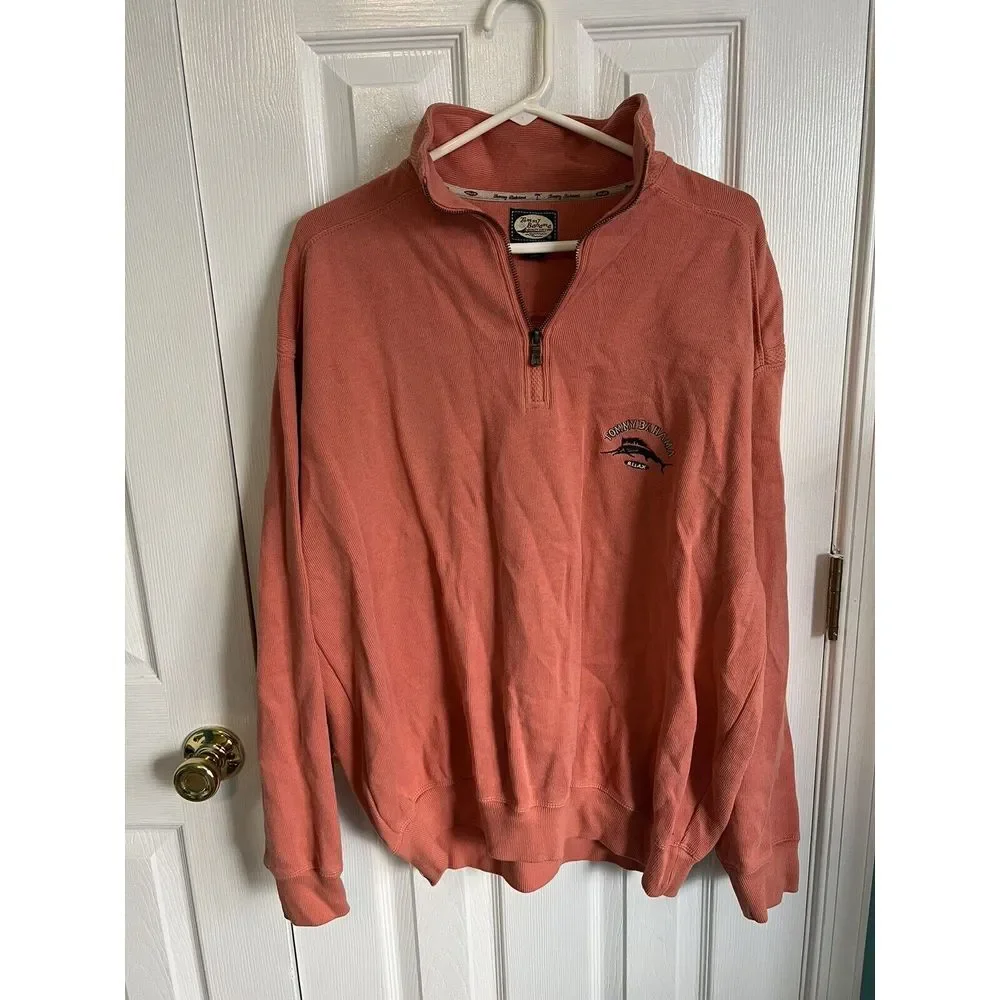 Tommy Bahama Mens L Cotton Half Zip Long Sleeve‎ Pullover